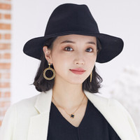 677888礼帽女英伦复古日系时尚毛呢帽子 黑色 可调节
