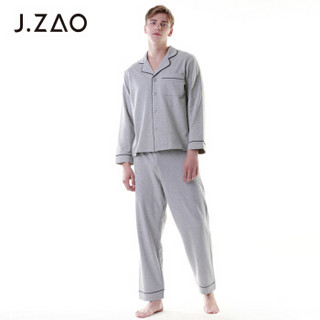 J.ZAO   男士奥黛尔弹力小毛圈居家服睡衣套装 灰色 M(170/88A)