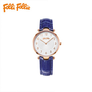芙丽芙丽（Folli Follie）简约时尚女士手表皮革腕表 WF17R015SSS SILVER DARK BLUE