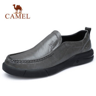 CAMEL 骆驼 牛皮套脚男士休闲皮鞋 A832155840 灰色 41
