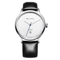 海鸥(SeaGull)手表 简系列自动机械男表 白盘黑色平纹皮带 休闲腕表 819.12.5038海鸥表