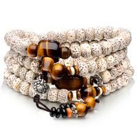 石玥珠宝 星月菩提子木手串虎眼石盘文玩108颗佛念珠项手链男女士款 9X7mm