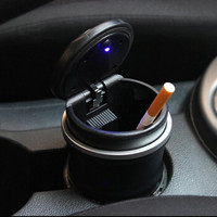 dipuer 迪普尔 车载烟灰缸带LED灯二合一收纳盒创意个性有盖多功能悬挂式车内汽车用烟缸车用品黑色