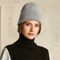 诗丹凯萨（sedancasesa）毛线帽子女秋冬保暖包子兔毛套头帽女士毛线帽 WGFM184015 牛仔蓝 均码
