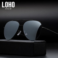 LOHO 偏光驾驶墨镜男款飞行员太阳镜经典百搭蛤蟆眼镜 LHS601 黑色