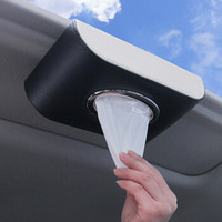 迪普尔 创意汽车用纸巾盒抽车载车内车上天窗遮阳板挂式抽纸盒餐巾纸抽盒皮革植绒黑色款