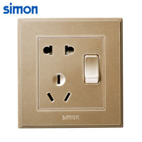 西蒙(SIMON) 开关插座面板 56C系列 五孔带开关插座 86型面板 香槟金色  V51086-02