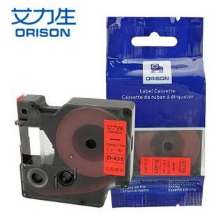 艾力生（ORISON）标签机色带 PT-E100/E200 不干胶标签带色带 12MM红底黑字