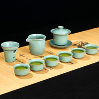 金镶玉 功夫茶具 嘉盛哥窑 哥窑开片茶壶茶杯陶瓷茶漏整套