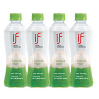 溢福（if ）进口100%天然椰子水 NFC果汁饮料 350ml*4瓶 塑膜联包 *4件
