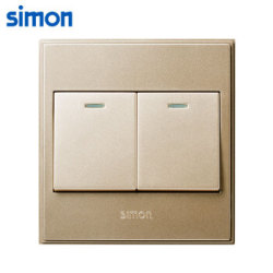 西蒙(SIMON) 开关插座面板 56C系列 二开双控开关 86型面板 香槟金色 V51022BY-02 *5件