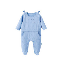 全棉时代 婴儿针织熊耳长袖连体衣59/44(建议0-3个月)蓝色 1件装