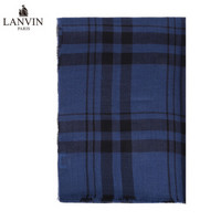 LANVIN 浪凡 男款蓝色格纹70%羊绒-30%真丝围巾 5600 2