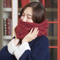 677888围脖脖套女冬季学生韩版百搭款保暖羊毛线针织女生秋冬天女士2018秋冬新款 酒红色