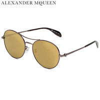 亚历山大·麦昆Alexander McQueen eyewear太阳镜男女款 国际版圆框墨镜 AM0174S-004 钌红镜框古铜镜片 57mm