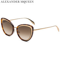 亚历山大·麦昆Alexander McQueen eyewear太阳镜女款 国际版猫眼墨镜 AM0177S-003 金色镜框棕色镜片 54mm