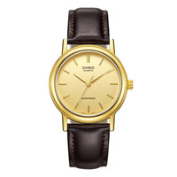 卡西欧(CASIO)男表 指针系列英伦黑皮带简约防水商务薄款男士石英手表MTP-1095Q-9A