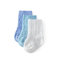 全棉时代 男幼童纽绳袜11cm(建议1-2岁) 白色+天蓝+河水蓝 3双装