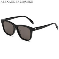 亚历山大·麦昆Alexander McQueen eyewear太阳镜男女款 亚洲版方框墨镜 AM0158SA-001 黑色镜框灰色镜片 56mm