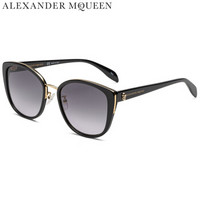亚历山大·麦昆Alexander McQueen eyewear太阳镜女款 亚洲版方框墨镜 AM0186SK-001 金色镜框灰色镜片 56mm