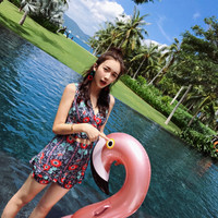 亦美珊 YI MEI SHAN泳衣女两件套韩国泡温泉泳装小胸聚拢保守遮肚显瘦性感游泳衣分体 YMS188362 黑底印花 L