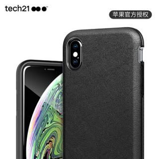 Tech21苹果新品iphone Xs Max 手机壳 6.5英寸 保护套 轻奢皮质款经典黑 摄像头保护 防摔轻薄 支持无线充电