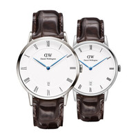 丹尼尔惠灵顿(Daniel Wellington)DW情侣对表DAPPER系列银边棕花色皮带男表+银边棕花色皮带女表(2支装)