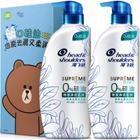 海飞丝 Head & Shoulders无硅油洗发水套装致美450ml*2 布朗熊礼盒装（Line Friends限量款）清香型