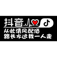 车动力 抖音车贴汽车贴纸反光贴文字 抖音同款汽车用品车贴纸 单行字:从此清风配清酒 抖音车贴