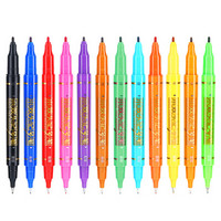 天色 12色彩色记号笔小双头勾线笔彩色笔一套 2112