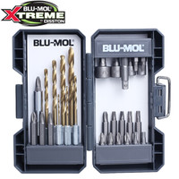 博锋(BLU-MOL)镀钛钻头 螺丝刀批头 六角批头套装 磁性钻头 磁性六角套筒 30件套