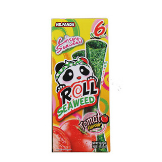泰国进口 熊猫先生海苔紫菜卷 办公室儿童休闲膨化食品零食 番茄味18g