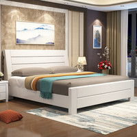 欧宝美实木床新中式卧室床婚床单人床双人床橡木床1.8米象牙白