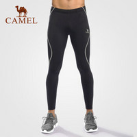 骆驼（CAMEL）运动裤男秋冬款针织紧身裤跑步训练健身裤透气瑜伽长裤 A7W2Q9129 黑色 XXL
