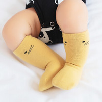 馨颂 婴儿袜子宝宝卡通中筒袜儿童袜子三双装 R012F1 黄色+白色+咖色 12-14(S)(0-6个月)