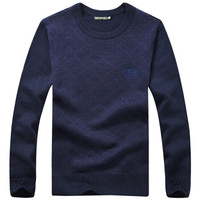 吉普盾 毛衣男针织衫圆领休闲套头打底衫 D9302 紫色 M