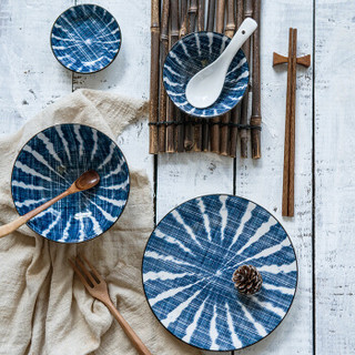 IJARL 亿嘉碗碟日式创意手绘碗盘餐具套装陶瓷碗盘碗筷厨房一人食餐具组合 米格系列 6件套