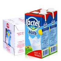 兰特 Lactel 进口牛奶香浓全脂奶纯牛奶家庭分享装高温灭菌常温奶早餐 1L*12 整箱