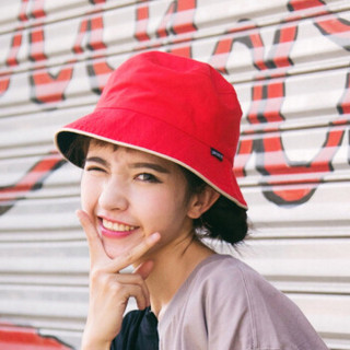 北诺（BETONORAY）渔夫帽男女通用韩版个性双面两戴渔夫帽可折叠登山太阳布帽子 红色+藏青色 双面