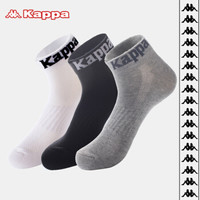kappa 卡帕袜子男士时尚个性船袜短袜运动袜KP8W12（3双装）均码 黑/白/深灰 均码