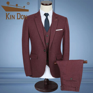 金盾（KIN DON）西服套装 男新款装商务休闲修身职业装新郎礼服正装三件套 C317 TZ71 XL