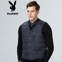 花花公子 PLAYBOY 棉马甲大码男士2018新款韩版潮流厚马夹坎肩中老年保暖背心男 68787001 藏青 180/2XL