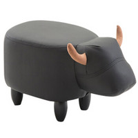 摩高空间家用时尚创意小牛穿鞋换鞋小凳子布艺动物矮凳沙发凳-小黑牛