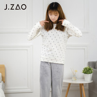 J.ZAO 女士珊瑚绒睡衣套装 浅灰色 M