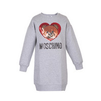 MOSCHINO KIDS 莫斯奇诺 奢侈品童装 女童灰色棉氨纶小熊图案长袖连衣裙 HEV064 LDA10 60901 10A/10岁/140cm