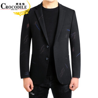 鳄鱼恤（CROCODILE）西服 2018新款秋冬精品时尚男士休闲 大码西服单西 2018-6620 黑色 2XL