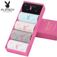 花花公子女棉袜中筒袜子女5双礼盒装2769-5多色均码