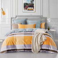 博洋家纺（BEYOND） 床上用品 高支全棉印花套件 简约条格双人加大纯棉床单四件套 佩格 1.8米 220*240cm