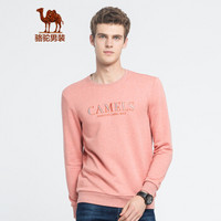 骆驼（CAMEL）男装 青年圆领套头花纱字母情侣款休闲女卫衣D8Q200305西柚粉XXL