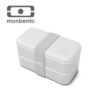 monbento 双层饭盒日式分隔便当盒保鲜可微波炉加热塑料饭盒 冰川灰 1200 12 110